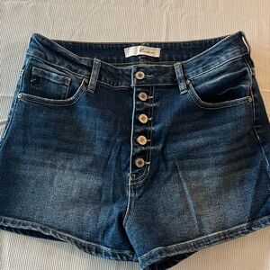 KanCan Dark Blue Button-Up Denim Shorts Size 13/30